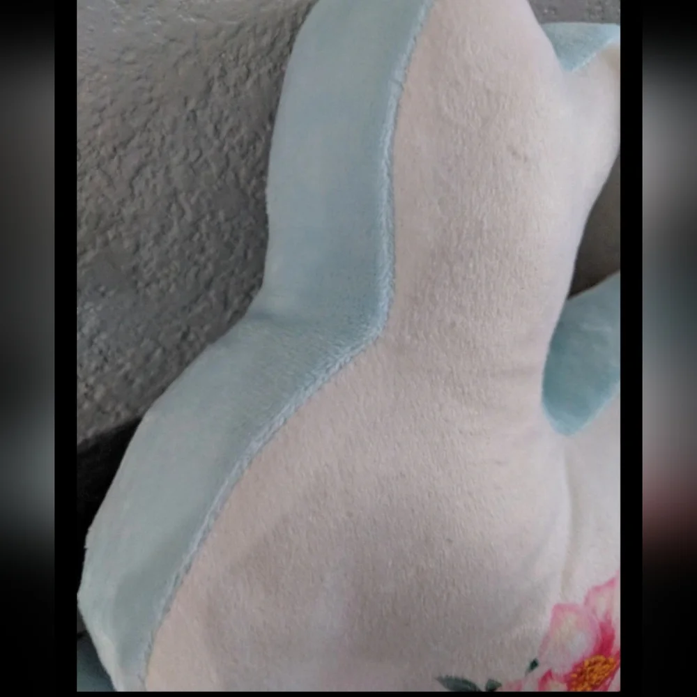 Easter Bunny Cottontail Decorative Pillows Floral Pastel Blue Pink Cottage Core